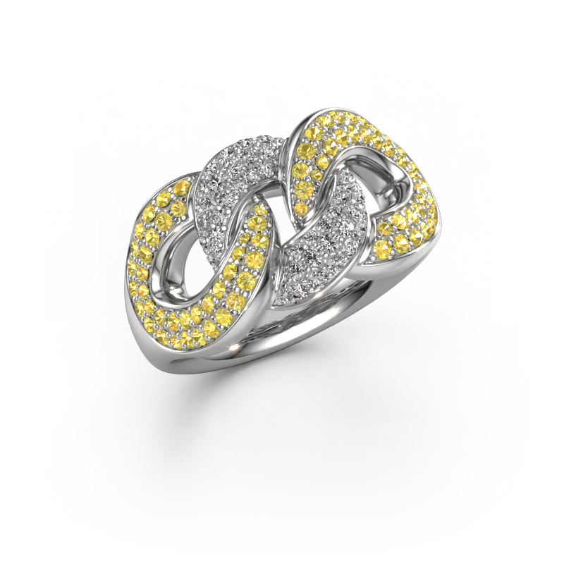 Image of Ring Kylie 3 11mm 950 platinum Yellow sapphire 0.8 mm