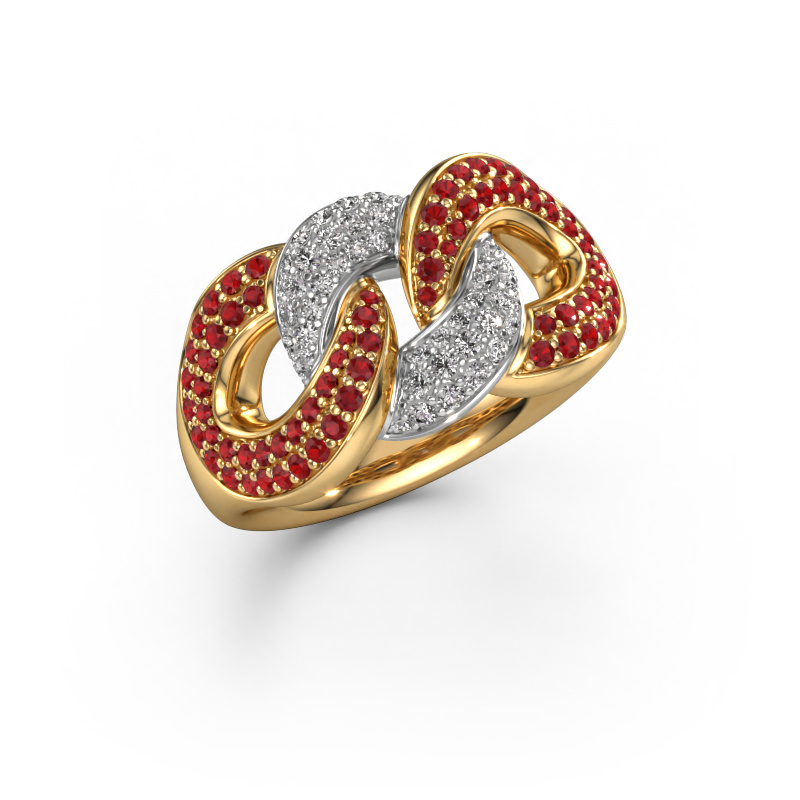 Image of Ring Kylie 3 11mm 585 gold Ruby 0.8 mm