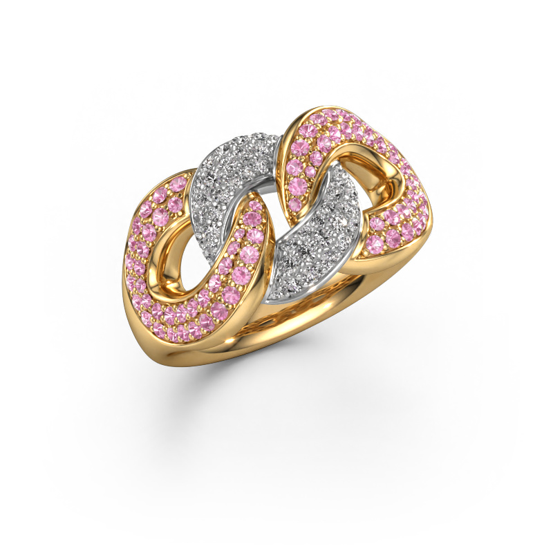 Bild von Ring Kylie 3 11mm 585 Gold Pink Saphir 0.8 mm