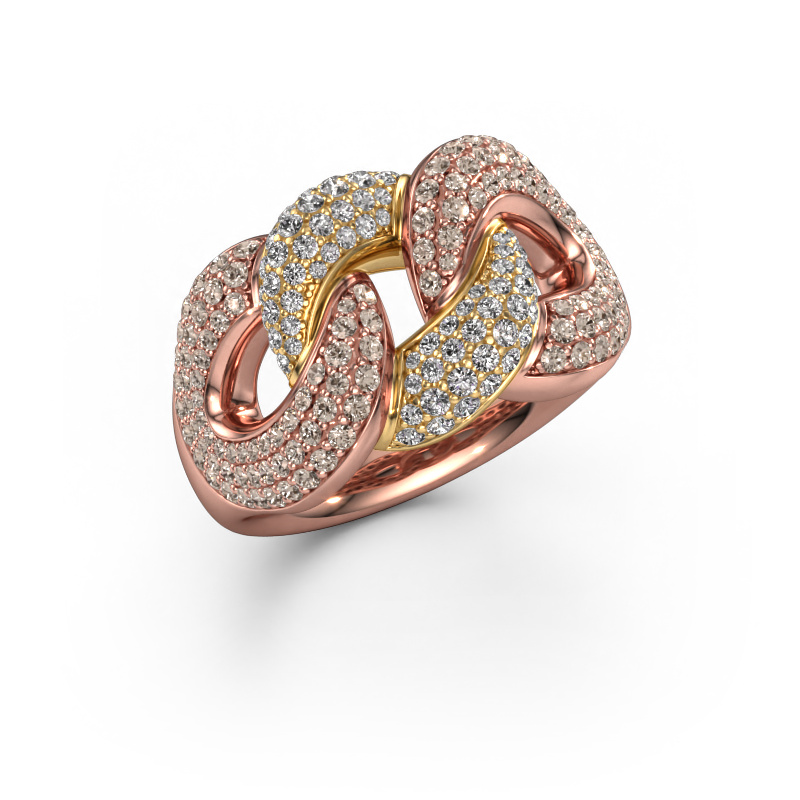 Afbeelding van Ring Kylie 3 13mm 585 rosé goud Bruine diamant 1.217 crt