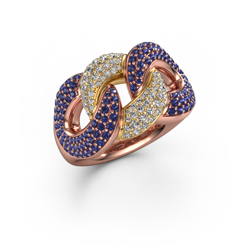 Image of Ring Kylie 3 13mm 585 rose gold Sapphire 0.8 mm