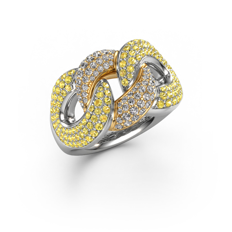 Image de Bague Kylie 3 13mm 585 or blanc Saphir jaune 0.8 mm
