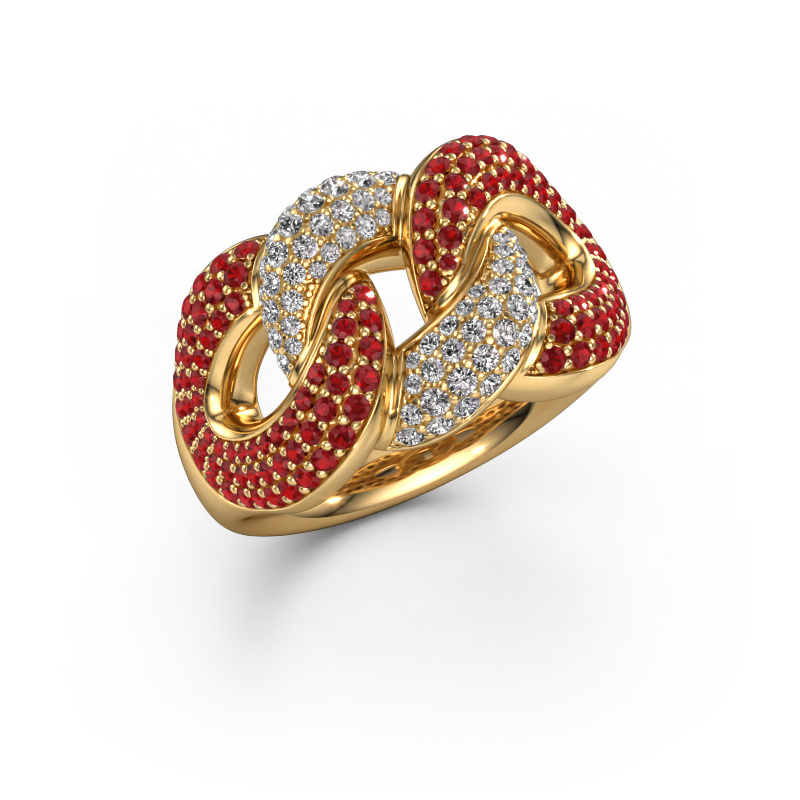 Image of Ring Kylie 3 13mm 585 gold Ruby 0.8 mm