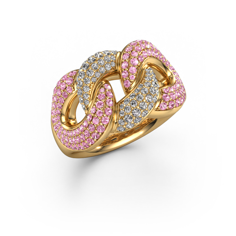 Image of Ring Kylie 3 13mm 585 gold Pink sapphire 0.8 mm