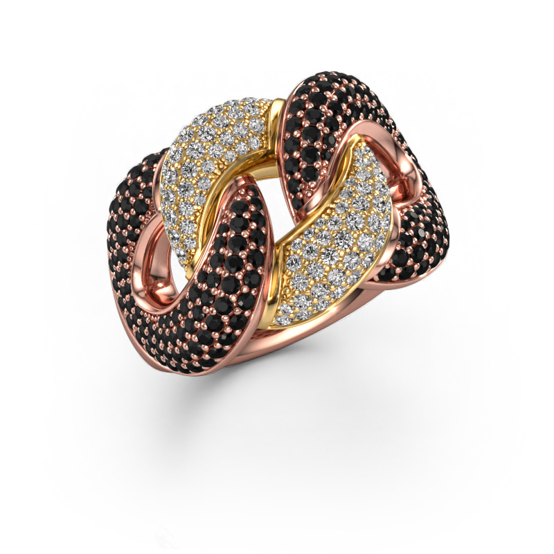 Bild von Ring Kylie 3 15mm 585 Roségold Schwarz Diamant 1.905 crt