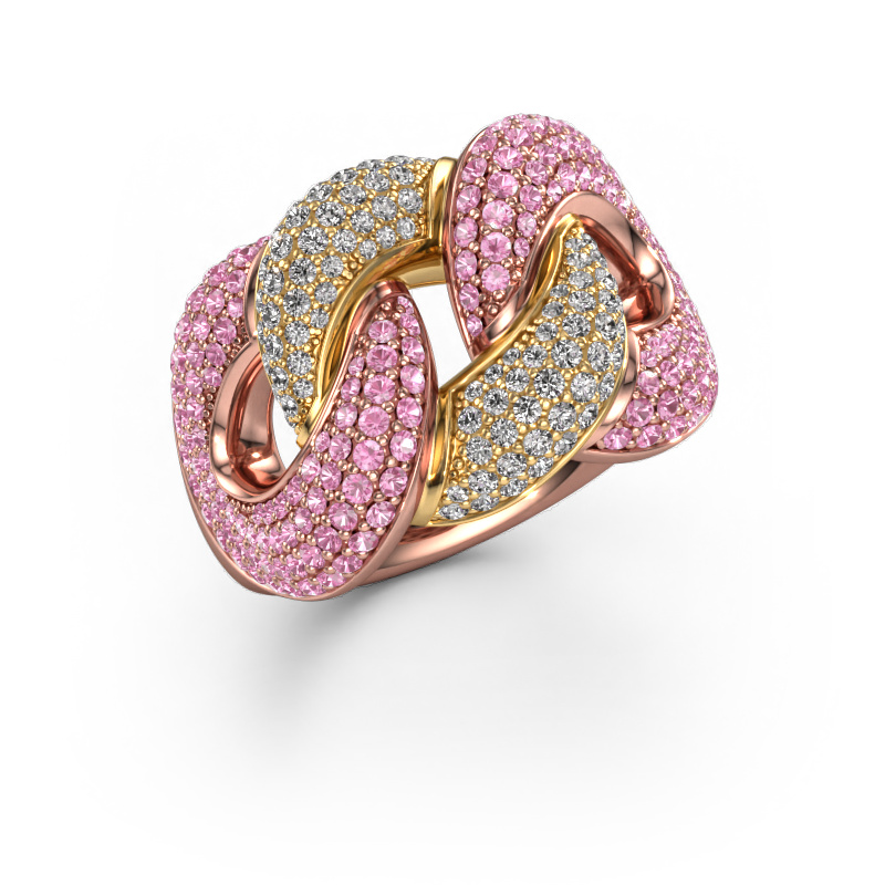 Bild von Ring Kylie 3 15mm 585 Roségold Pink Saphir 0.8 mm