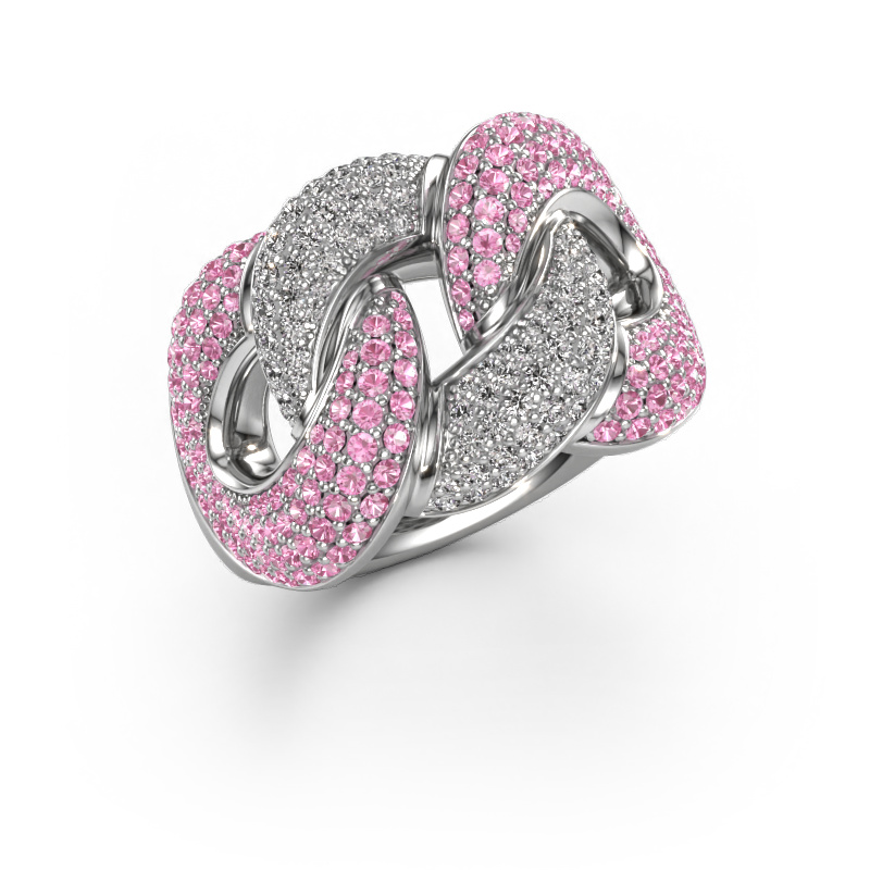 Image of Ring Kylie 3 15mm 950 platinum Pink sapphire 0.8 mm