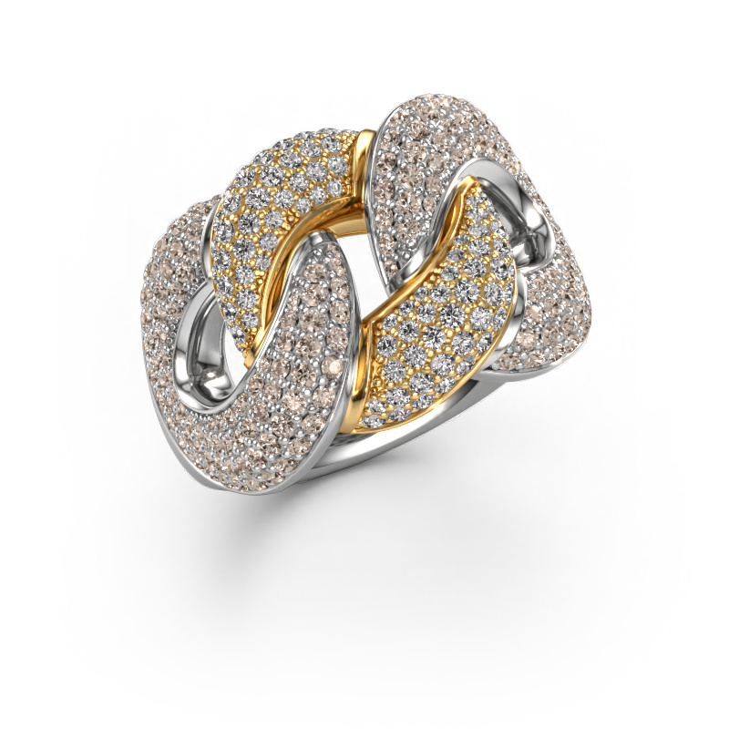 Bild von Ring Kylie 3 15mm 585 Weißgold Braun Diamant 1.682 crt