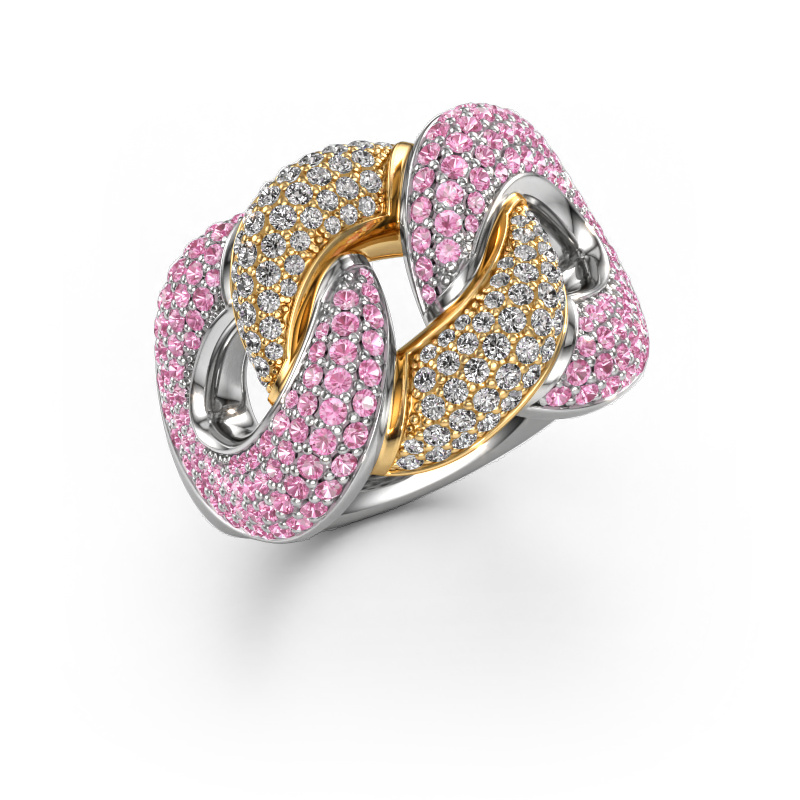 Image of Ring Kylie 3 15mm 585 white gold Pink sapphire 0.8 mm