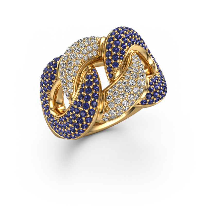 Bild von Ring Kylie 3 15mm 585 Gold Saphir 0.8 mm
