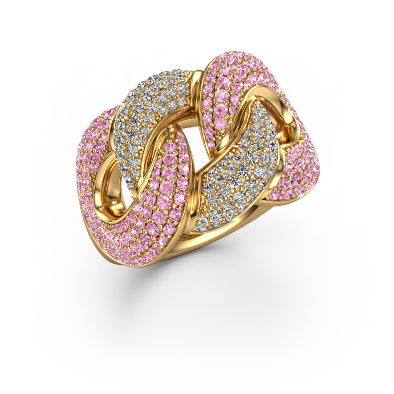 Bild von Ring Kylie 3 15mm 585 Gold Pink Saphir 0.8 mm