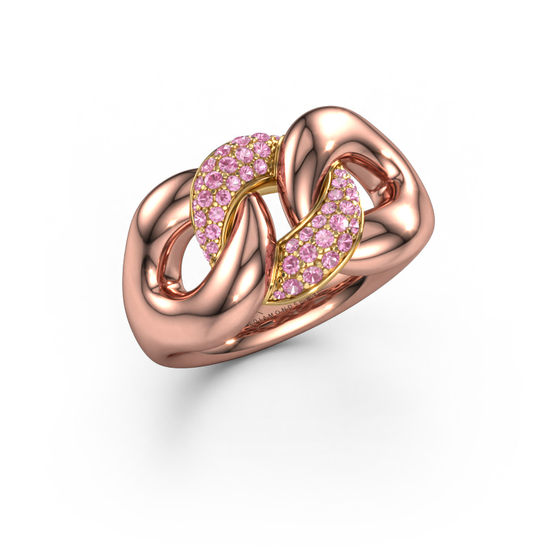 Image of Ring Kylie 2 11mm 585 rose gold Pink sapphire 0.8 mm