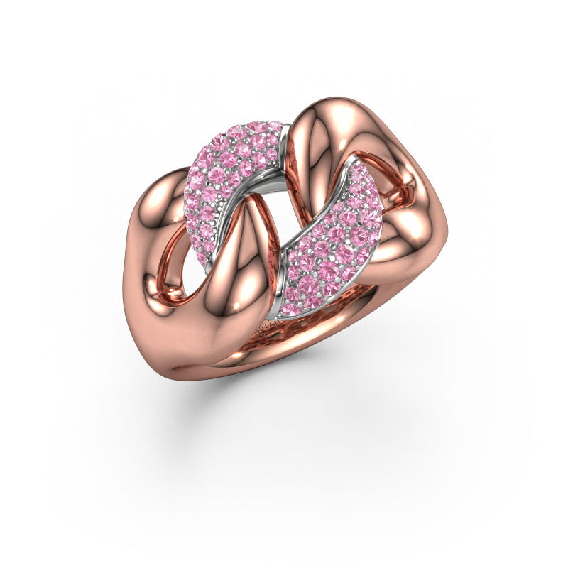 Image of Ring Kylie 2 13mm 585 rose gold Pink sapphire 0.8 mm