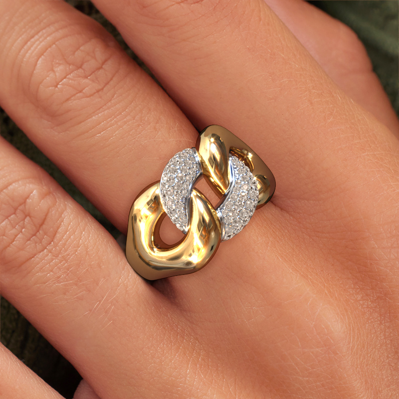 Afbeelding van Ring Kylie 2 13mm 585 goud Bruine diamant 0.435 crt
