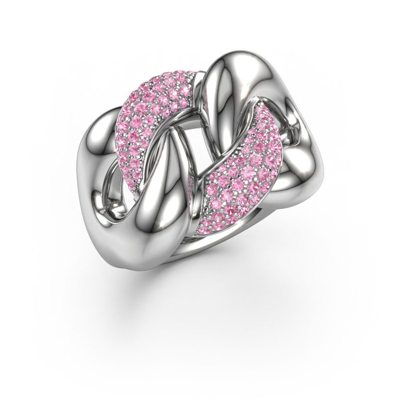 Image de Bague Kylie 2 15mm 950 platine Saphir rose 0.8 mm