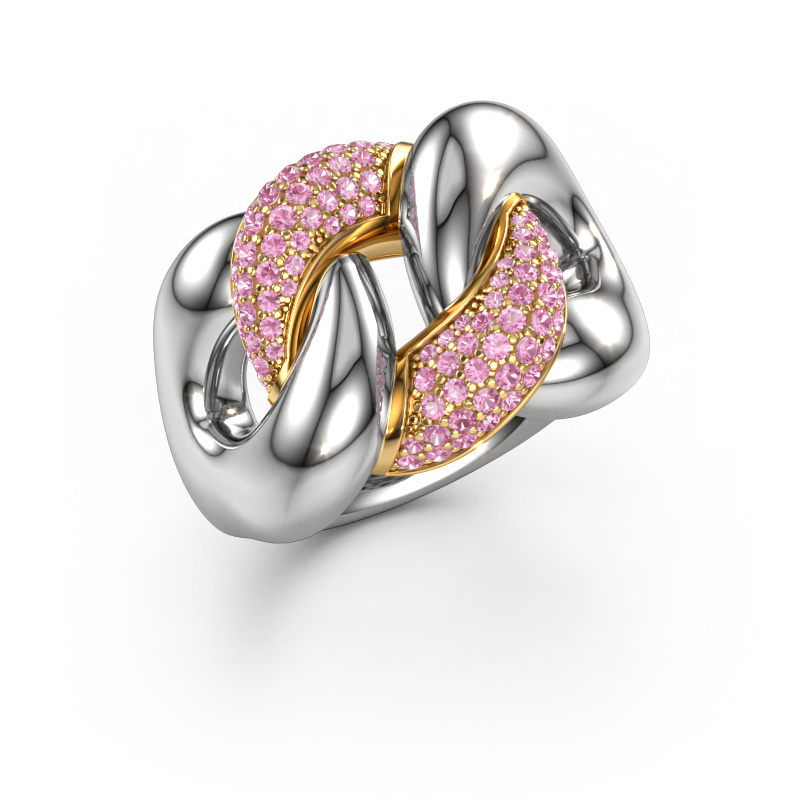 Image of Ring Kylie 2 15mm 585 white gold Pink sapphire 0.8 mm