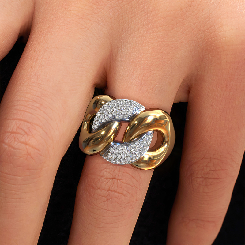Afbeelding van Ring Kylie 2 15mm 585 goud Diamant 0.55 crt