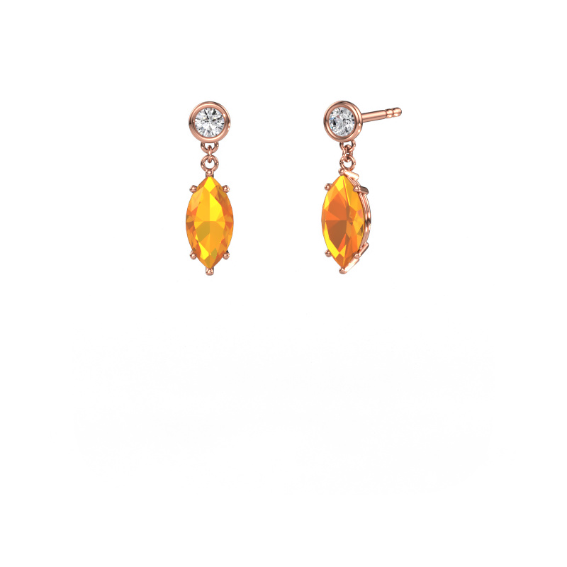 Image of Drop earrings Lacey MRQ 585 rose gold Citrin 10x5 mm