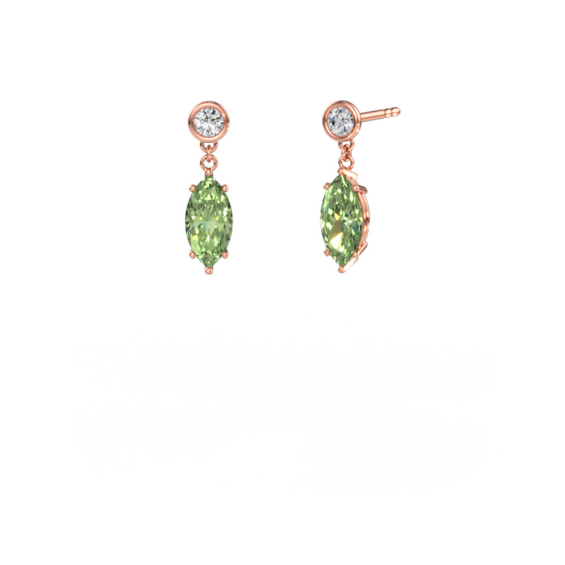 Immagine di Orecchini pendenti Lacey MRQ 585 oro rosa Diamante lab grown verde 10x5 mm