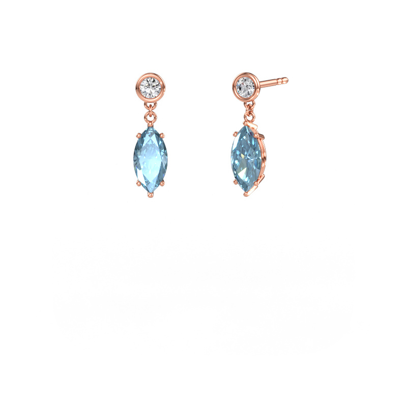 Immagine di Orecchini pendenti Lacey MRQ 585 oro rosa Diamante lab grown blu 10x5 mm
