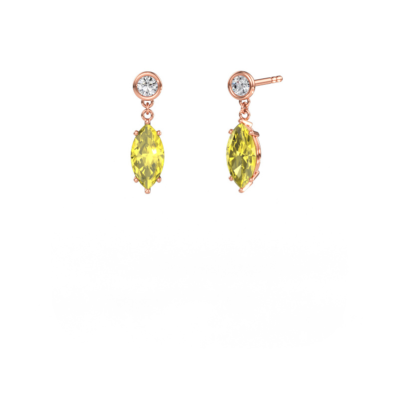 Immagine di Orecchini pendenti Lacey MRQ 585 oro rosa Diamante lab grown giallo 10x5 mm
