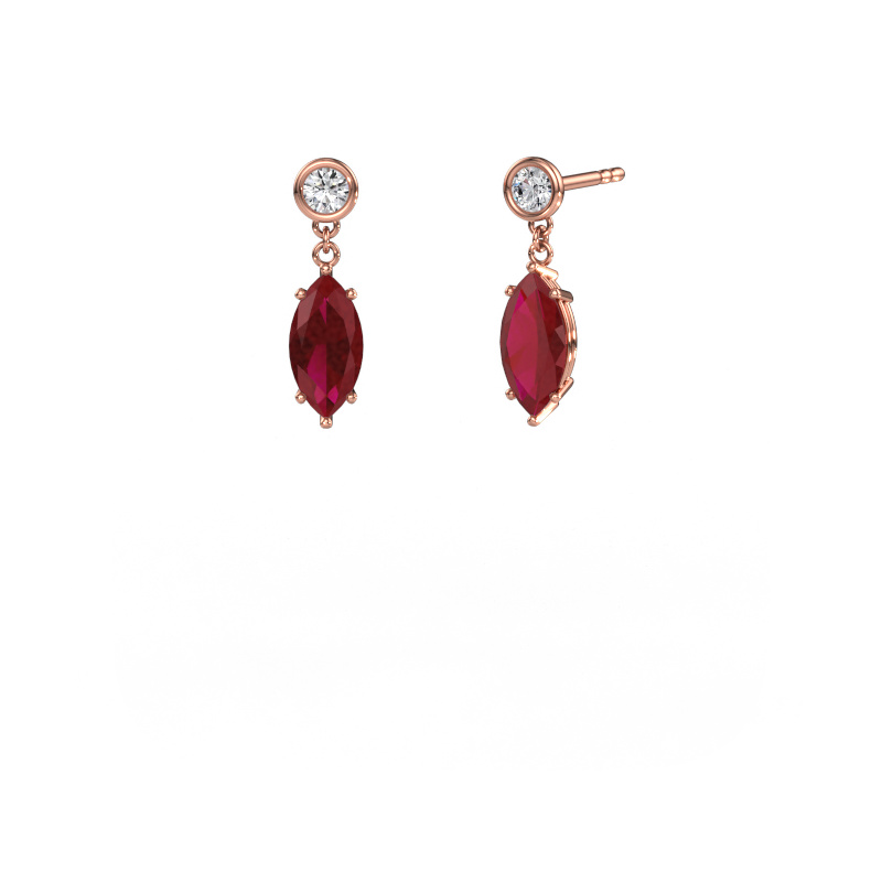 Image of Drop earrings Lacey MRQ 585 rose gold Ruby 10x5 mm
