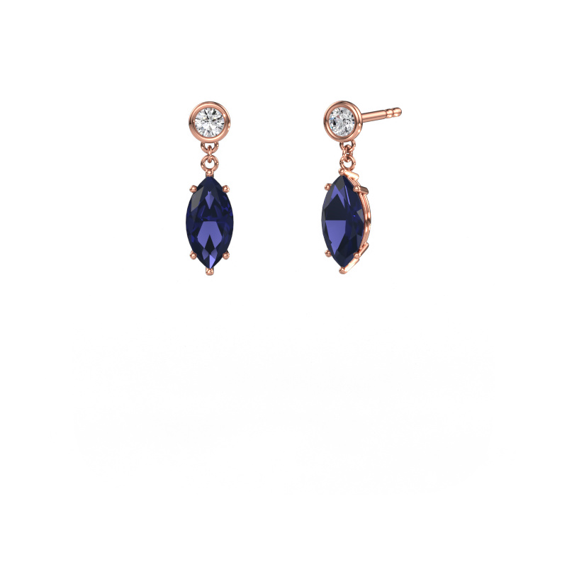 Image of Drop earrings Lacey MRQ 585 rose gold Sapphire 10x5 mm