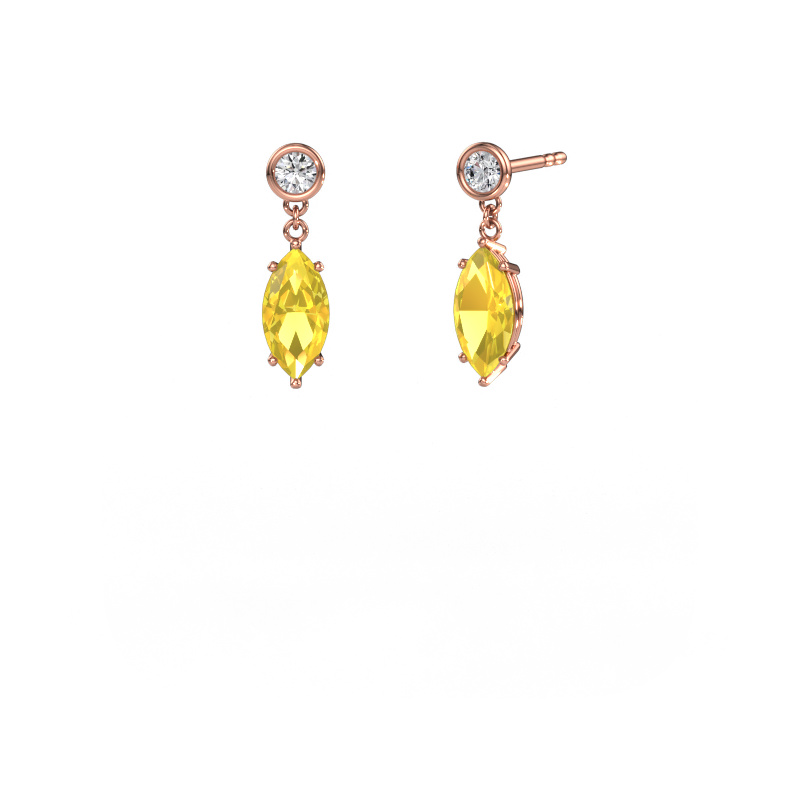 Image of Drop earrings Lacey MRQ 585 rose gold Yellow sapphire 10x5 mm