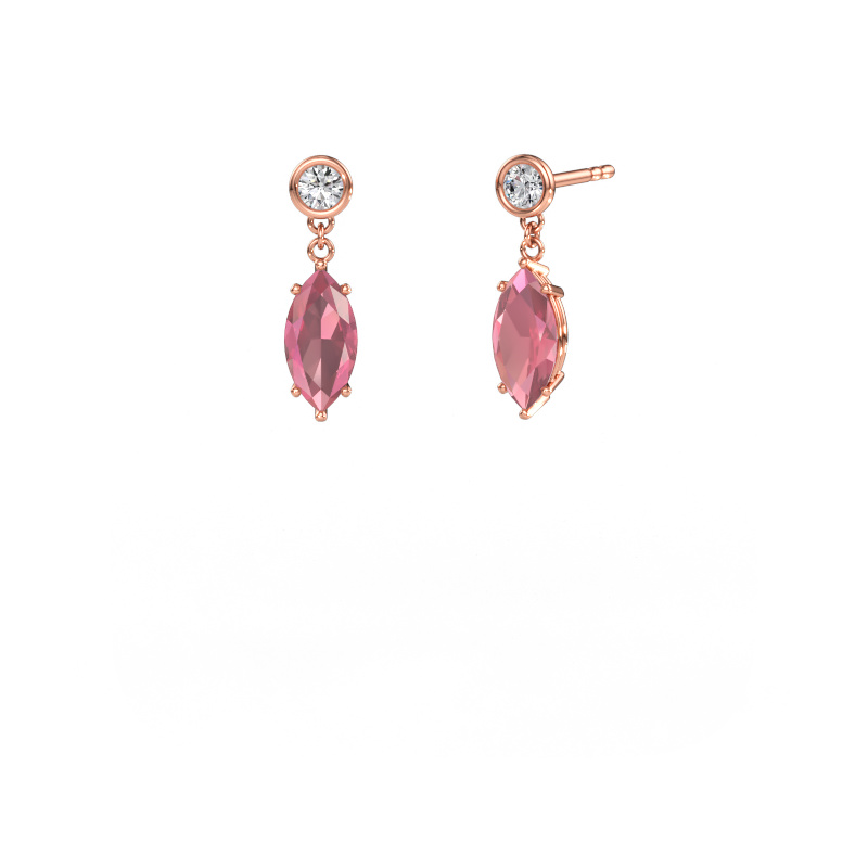 Immagine di Orecchini pendenti Lacey MRQ 585 oro rosa Tormalina rosa 10x5 mm
