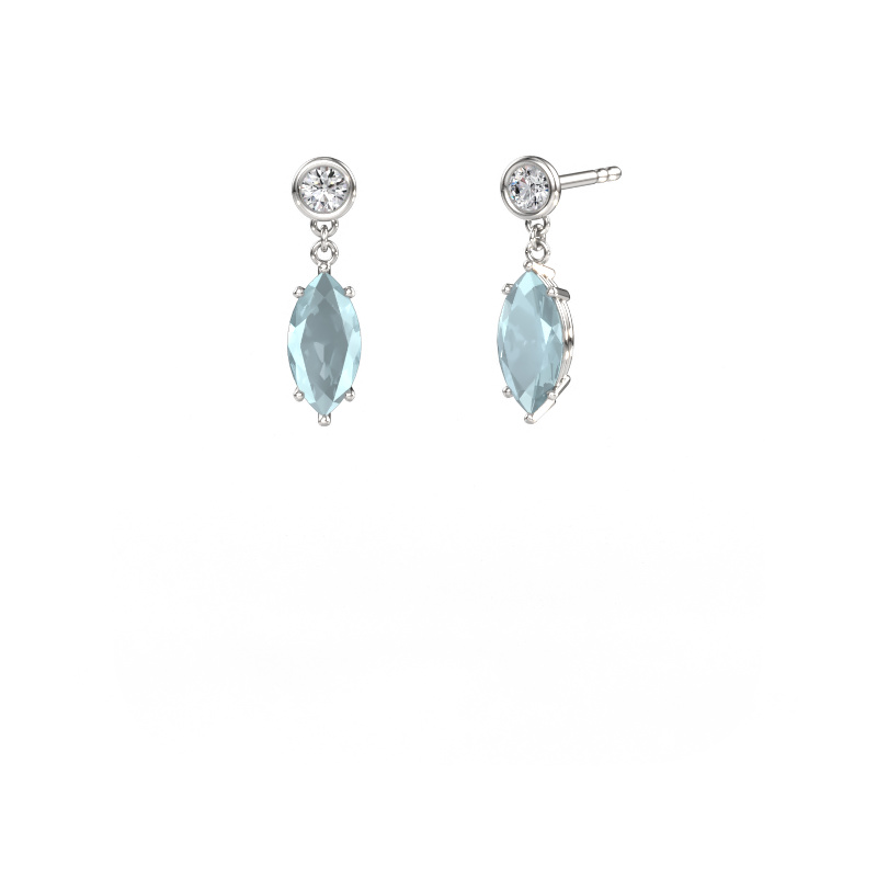 Image de Pendants d'oreilles Lacey MRQ 585 or blanc Aigue-marine 10x5 mm