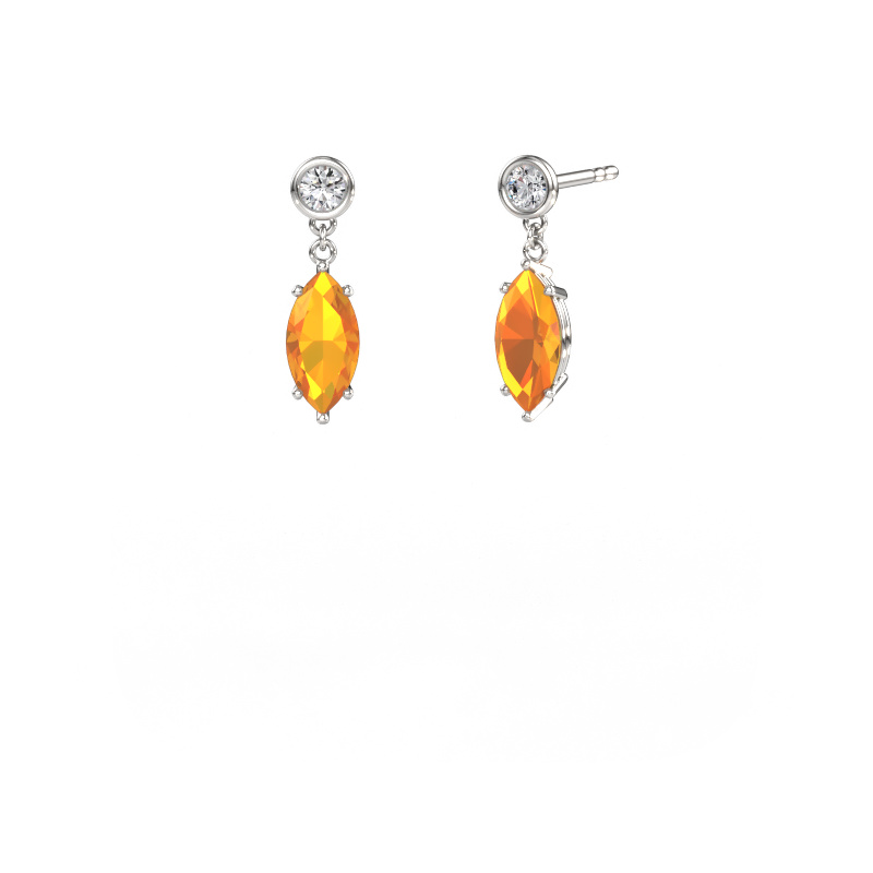 Image de Pendants d'oreilles Lacey MRQ 585 or blanc Citrine 10x5 mm