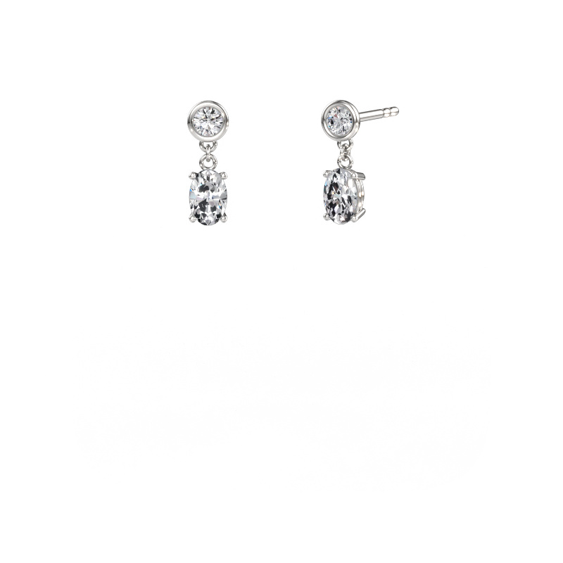 Image de Pendants d'oreilles Lacey OVL 585 or blanc Diamant 1.00 crt