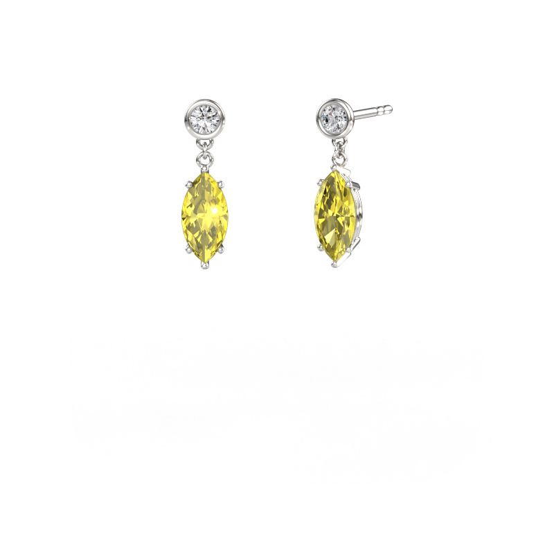 Image de Pendants d'oreilles Lacey MRQ 585 or blanc Diamants synthétiques jaune 10x5 mm