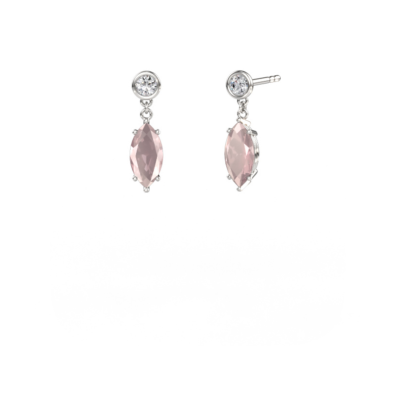 Image of Drop earrings Lacey MRQ 950 platinum Morganite champagne 10x5 mm