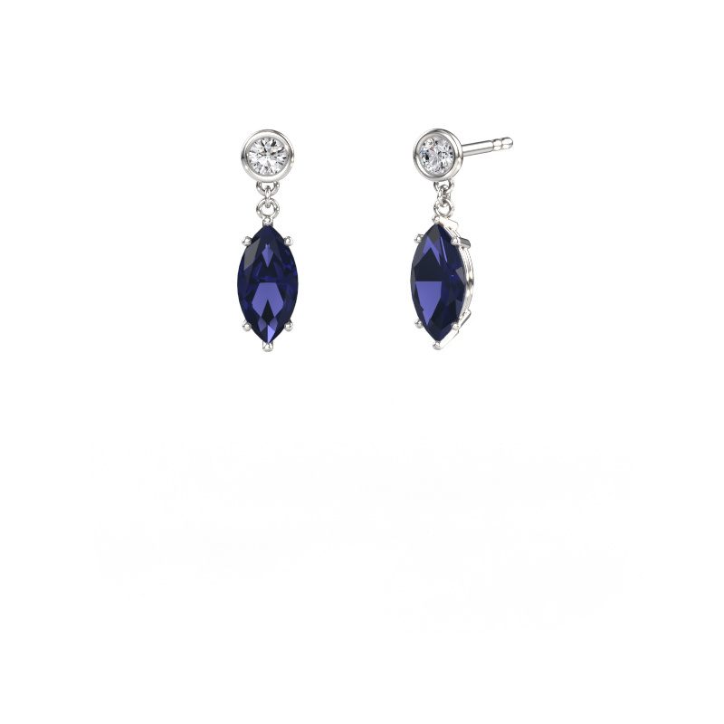 Image de Pendants d'oreilles Lacey MRQ 585 or blanc Saphir 10x5 mm