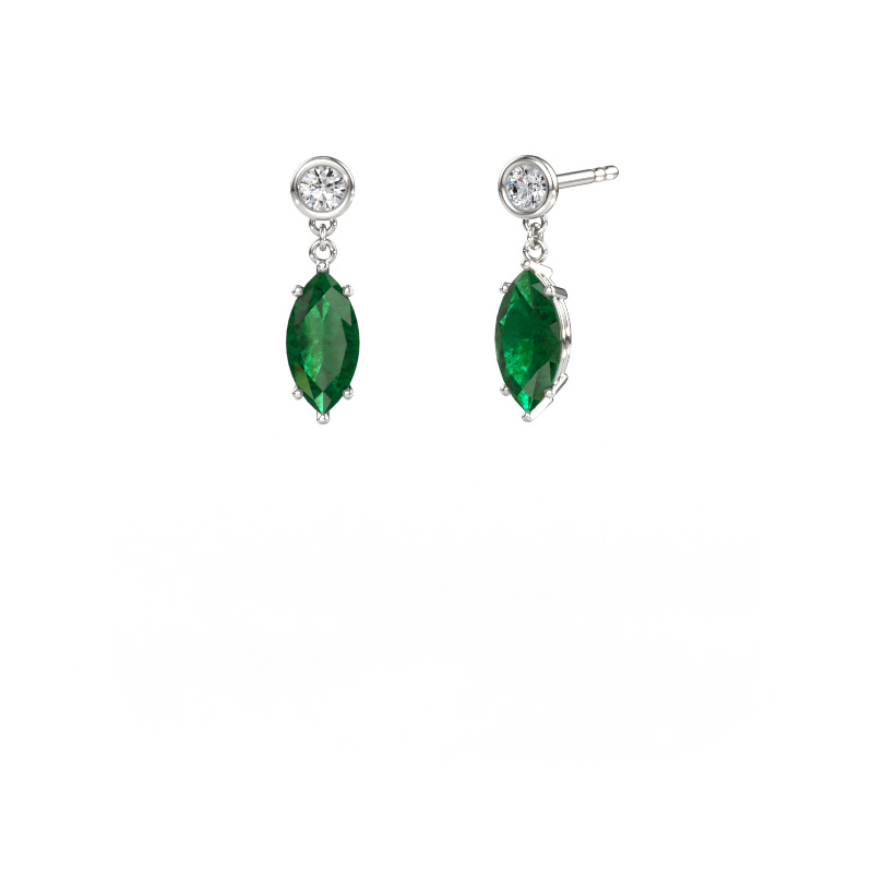Image de Pendants d'oreilles Lacey MRQ 950 platine Emeraude 10x5 mm