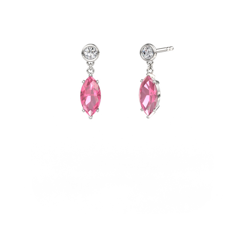 Image de Pendants d'oreilles Lacey MRQ 585 or blanc Saphir rose 10x5 mm