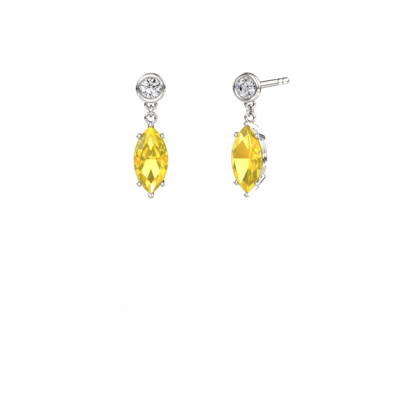 Image de Pendants d'oreilles Lacey MRQ 585 or blanc Saphir jaune 10x5 mm