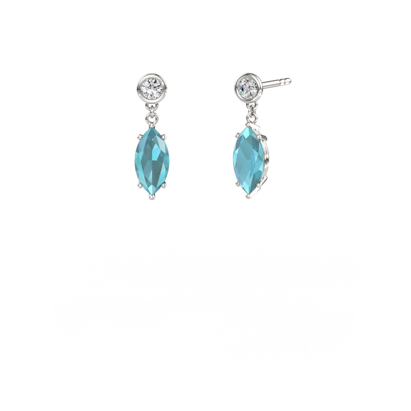 Image de Pendants d'oreilles Lacey MRQ 585 or blanc Topaze bleue 10x5 mm