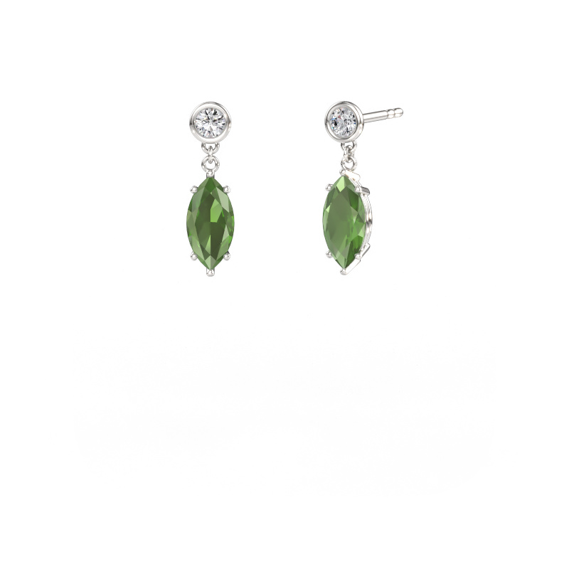 Immagine di Orecchini pendenti Lacey MRQ 585 oro bianco Tormalina verde 10x5 mm