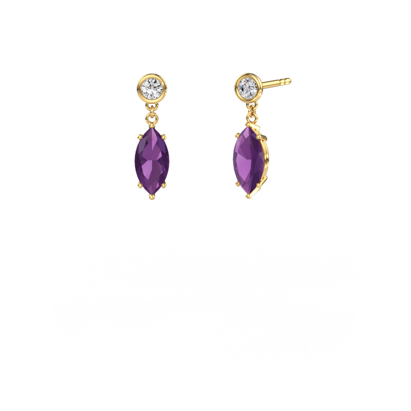 Image of Drop earrings Lacey MRQ 585 gold Amethyst 10x5 mm