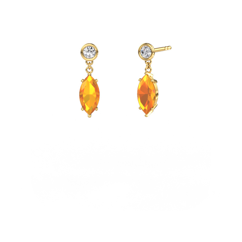 Image of Drop earrings Lacey MRQ 585 gold Citrin 10x5 mm