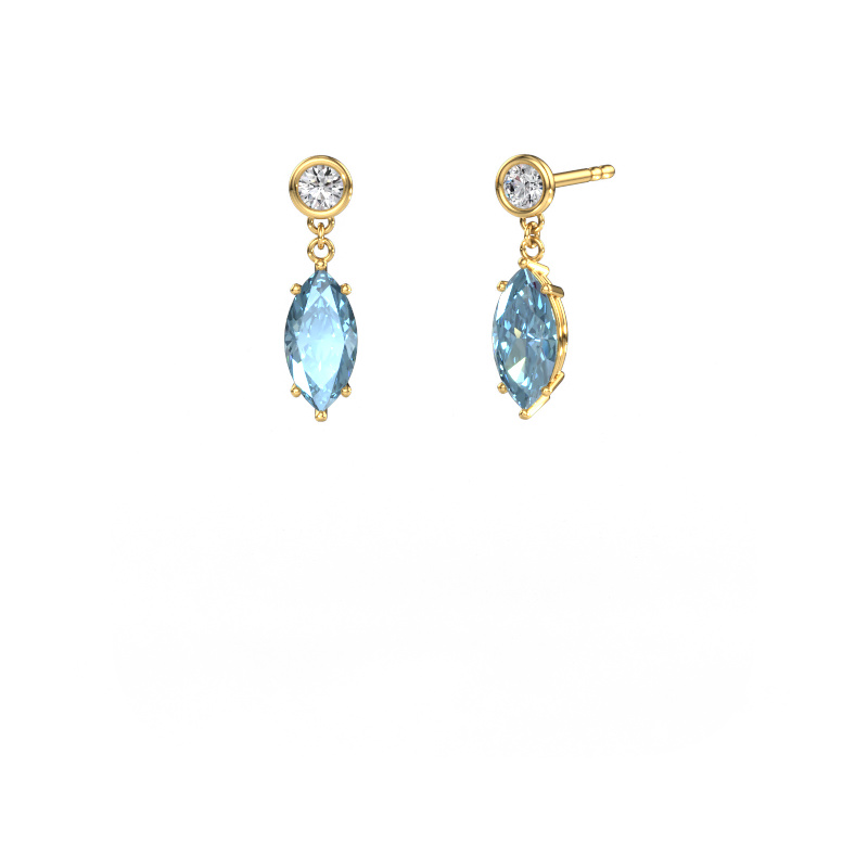 Image of Drop earrings Lacey MRQ 585 gold Blue lab grown diamond 10x5 mm
