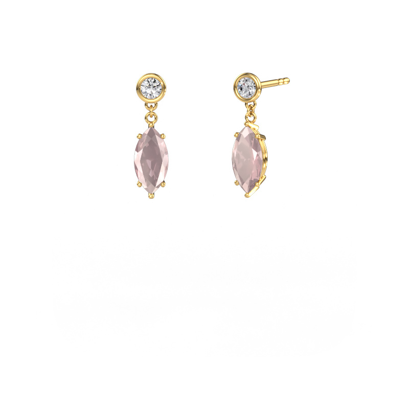 Image of Drop earrings Lacey MRQ 585 gold Morganite champagne 10x5 mm