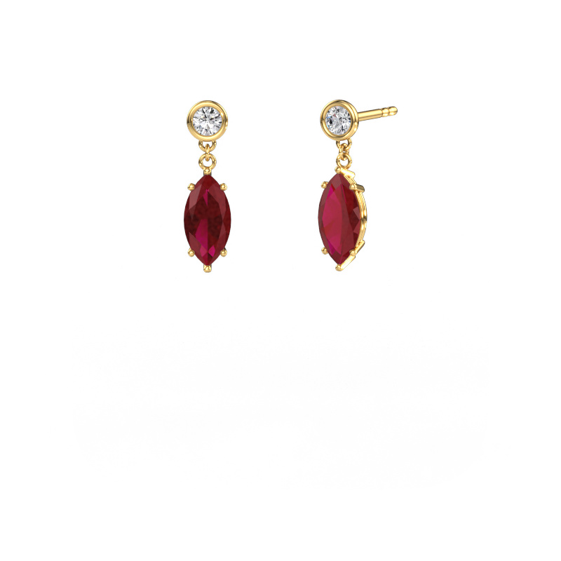 Image of Drop earrings Lacey MRQ 585 gold Ruby 10x5 mm