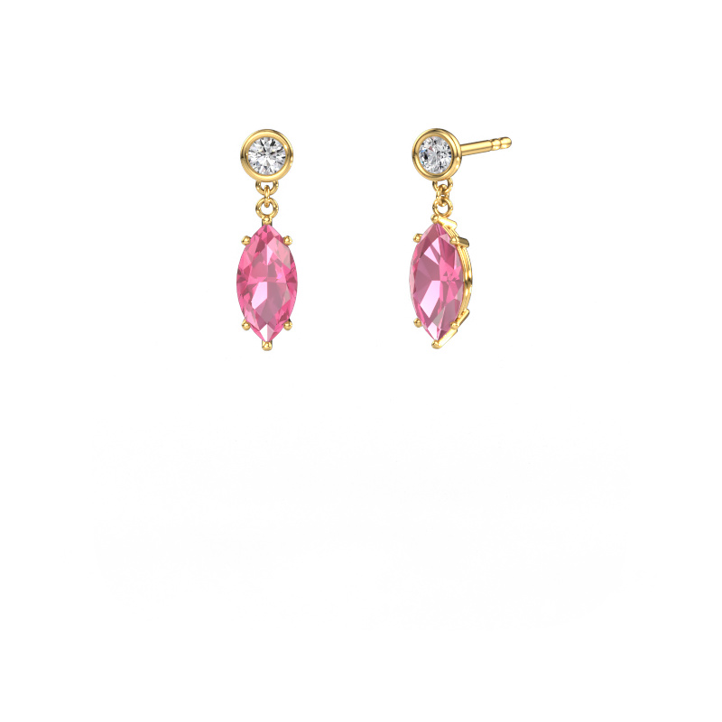 Afbeelding van Oorhangers Lacey MRQ 585 goud Roze saffier 10x5 mm