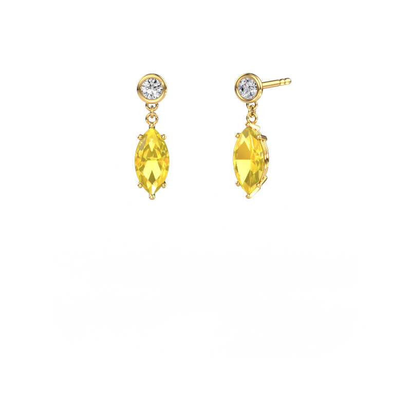 Image de Pendants d'oreilles Lacey MRQ 585 or jaune Saphir jaune 10x5 mm
