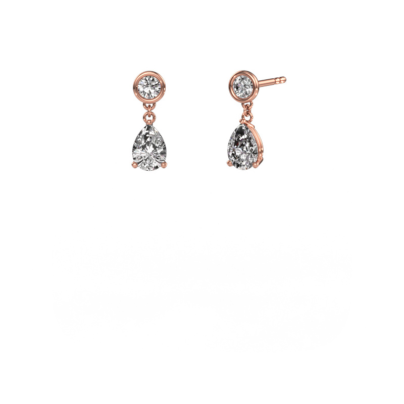 Image of Drop earrings Lacey 585 rose gold Lab grown diamond 1.60 crt