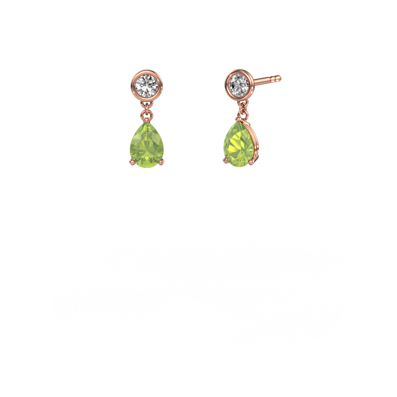 Image of Drop earrings Lacey 585 rose gold Peridot 7x5 mm