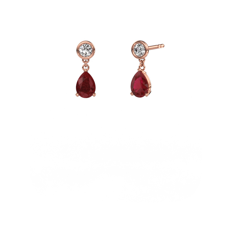 Image de Pendants d'oreilles Lacey 585 or rose Rubis 7x5 mm